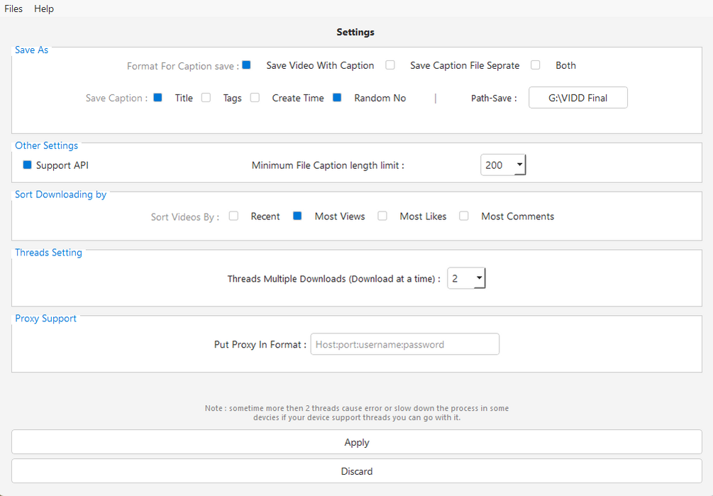settings to customize